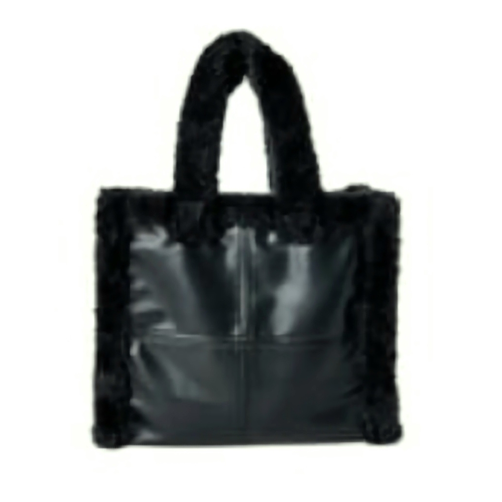 No Boundaries Black Faux Fur Tote Bag